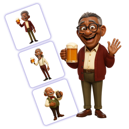 Grandpas Drinking Beer Clipart Pack - 20 PNGs