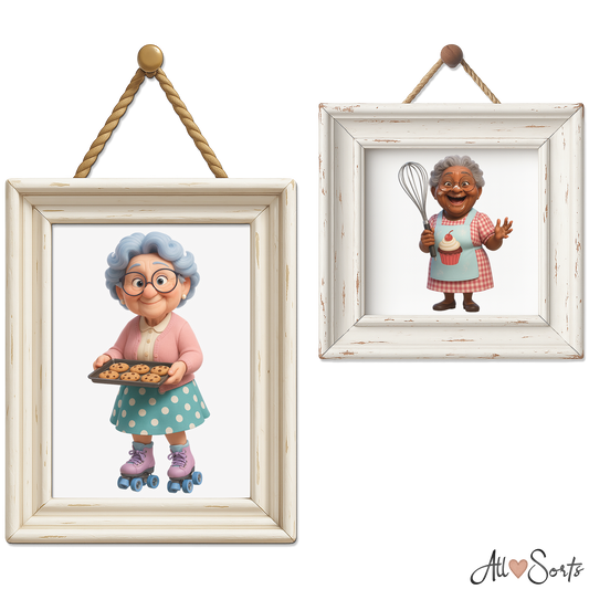 Quirky Grandmas Clipart Pack - 40 PNGs