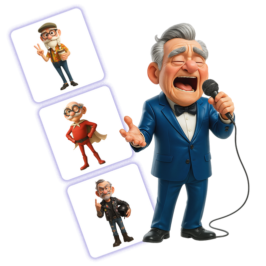 Quirky Old Men Clipart Pack – 20 PNGs