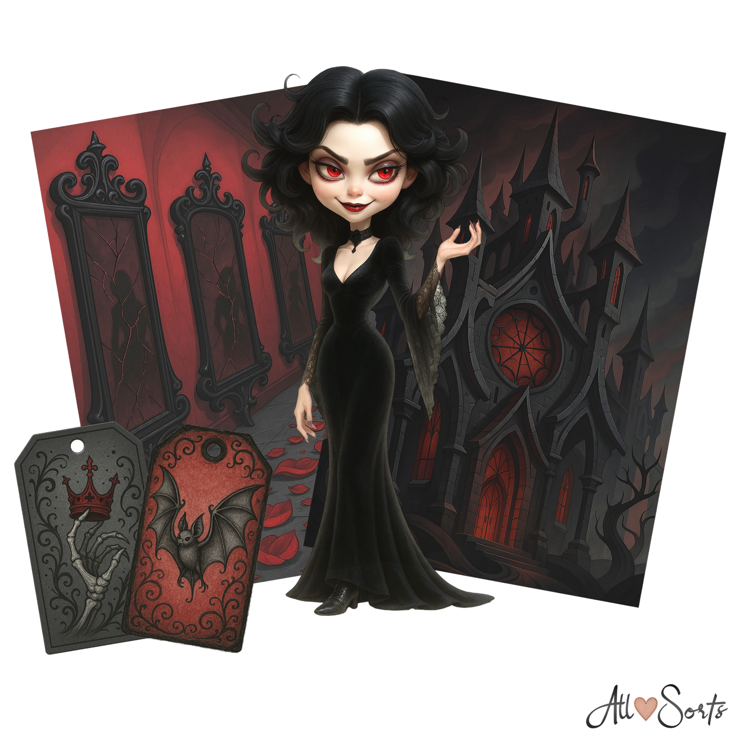 Vampire Queens Digital Scrapbook Pack - 60 Pieces