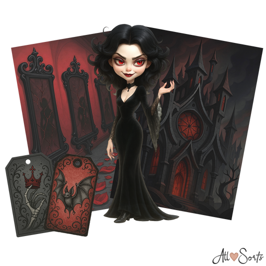 Vampire Queens Digital Scrapbook Pack - 60 Pieces