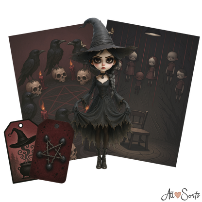 Whimsical Witches Digital Scrapbook Pack - 60 Pieces