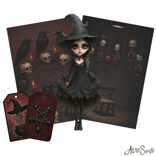 Whimsical Witches Digital Scrapbook Pack - 60 Pieces