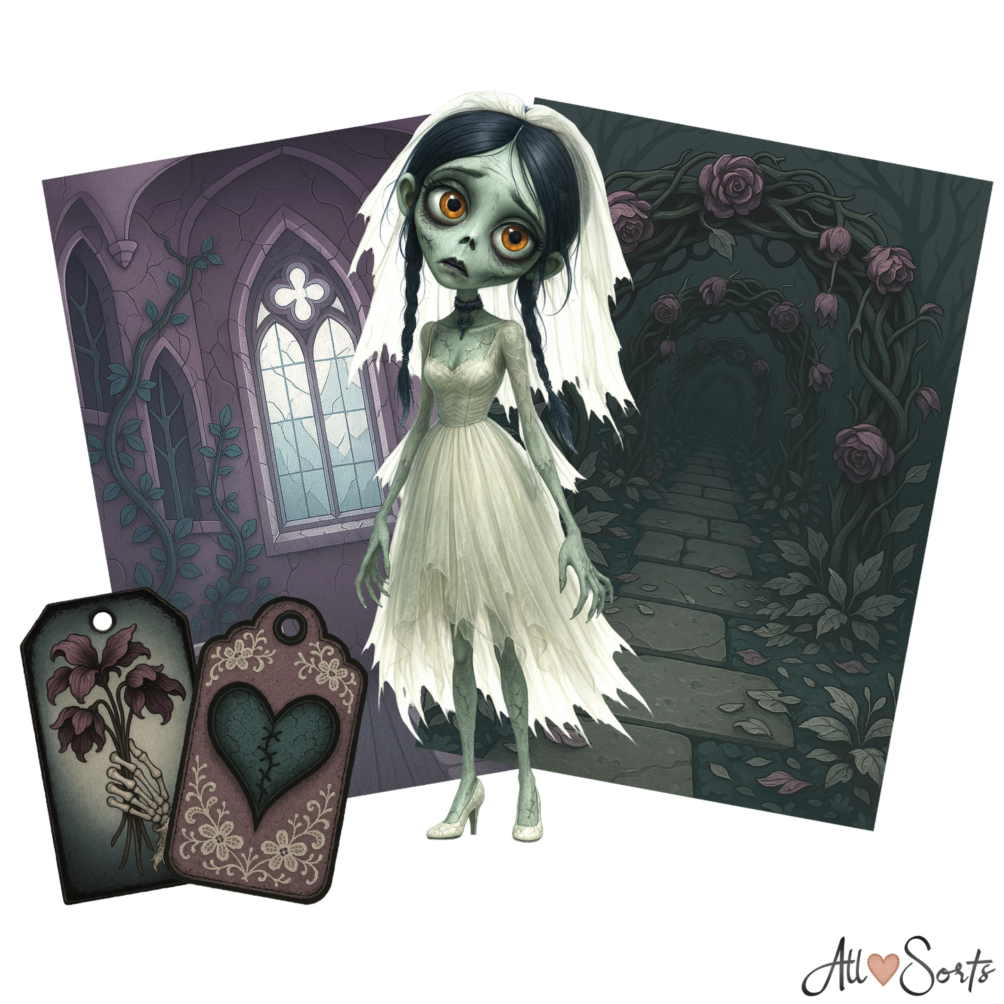 Zombie Brides Digital Scrapbook Pack - 60 Pieces