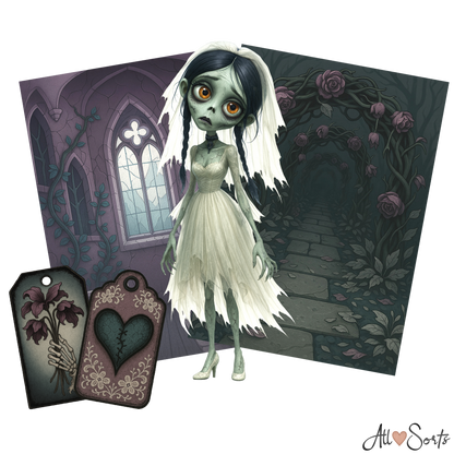 Zombie Brides Digital Scrapbook Pack - 60 Pieces