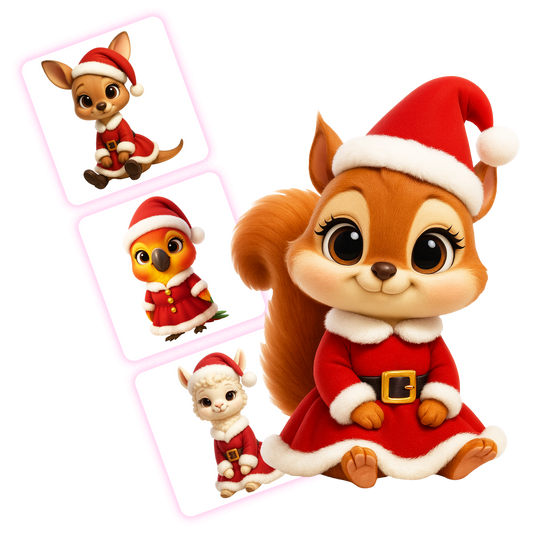Mrs Claus Animals Clipart Pack – 20 PNGs