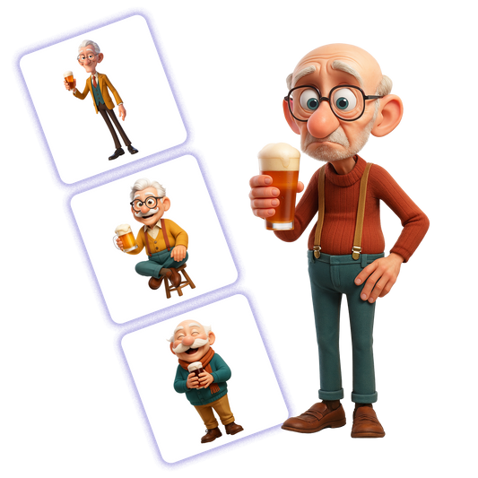 Grandpas Drinking Beer Clipart Pack - 20 PNGs