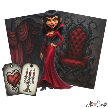 Vampire Queens Digital Scrapbook Pack - 60 Pieces