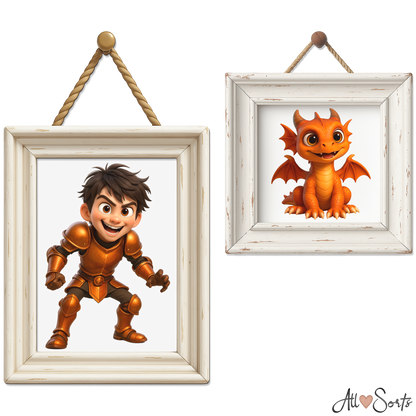 Quirky Dragons & Knights Clipart Pack - 40 PNGs