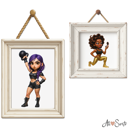Quirky Gym Girls Clipart Pack - 50 PNGs
