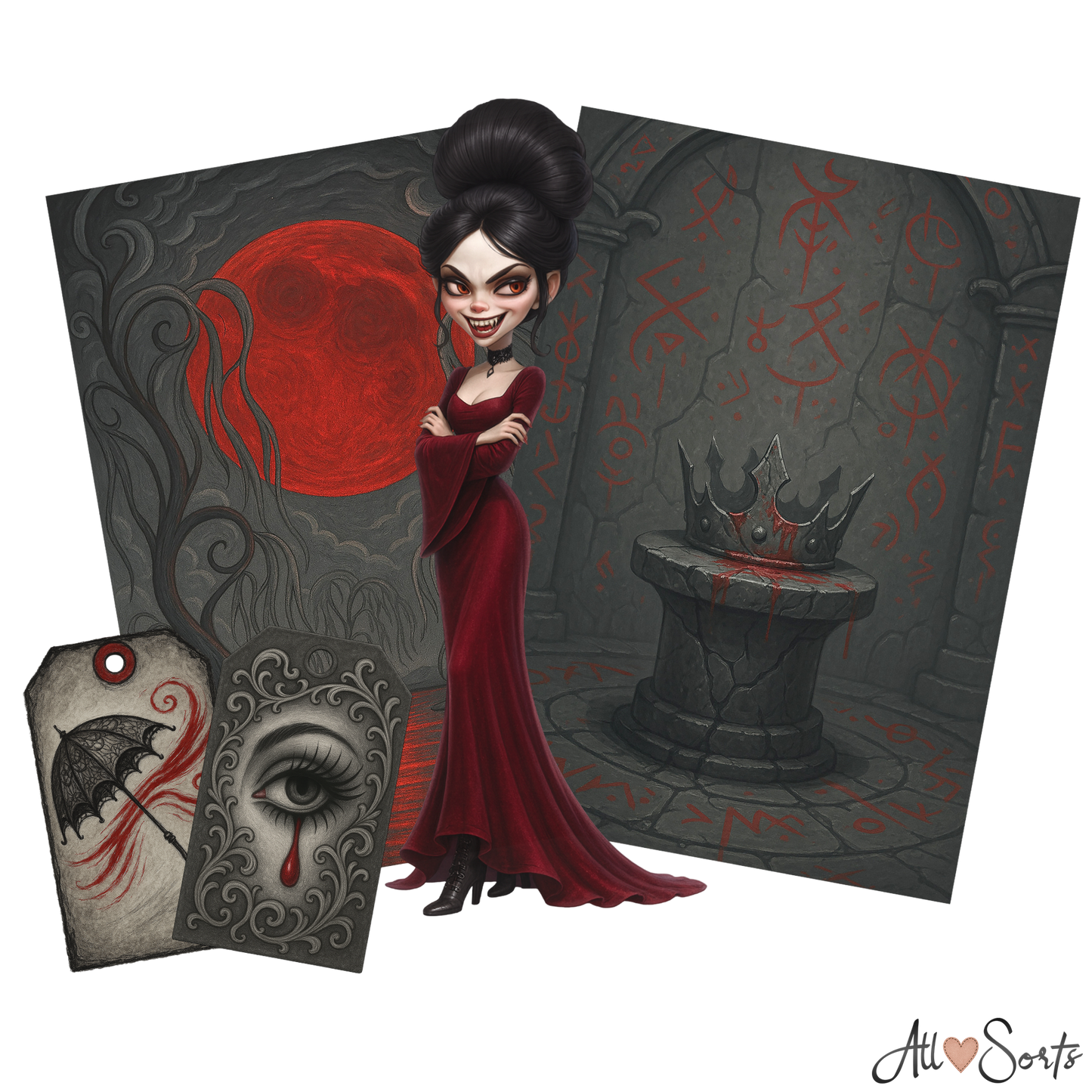 Vampire Queens Digital Scrapbook Pack - 60 Pieces