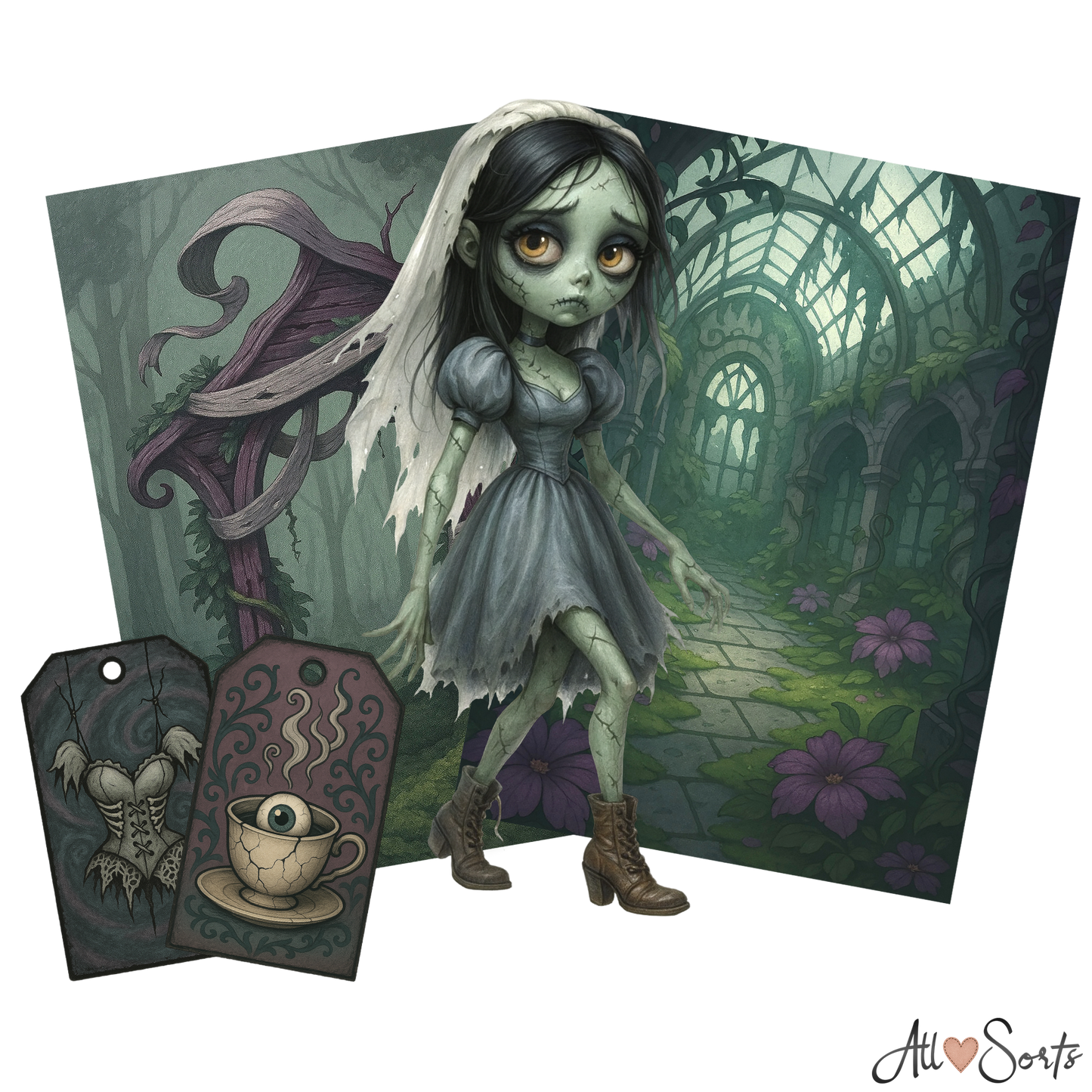 Zombie Brides Digital Scrapbook Pack - 60 Pieces