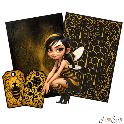 Gothic Bee Women Digital Scrapbook Pack - 60 Pieces