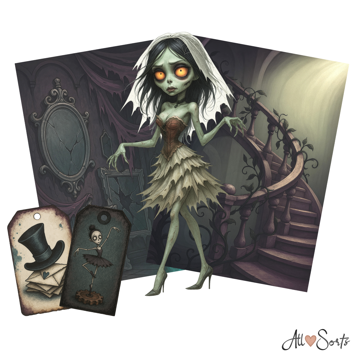 Zombie Brides Digital Scrapbook Pack - 60 Pieces