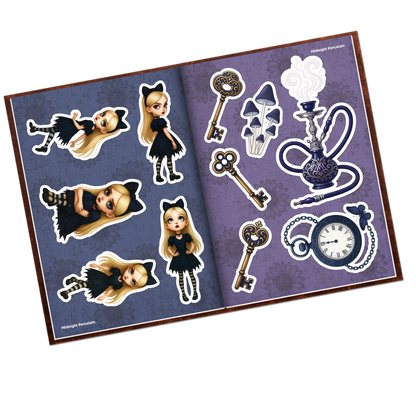 Midnight Porcelain Alice Fussy Cut Collage Pages - 12 JPGS