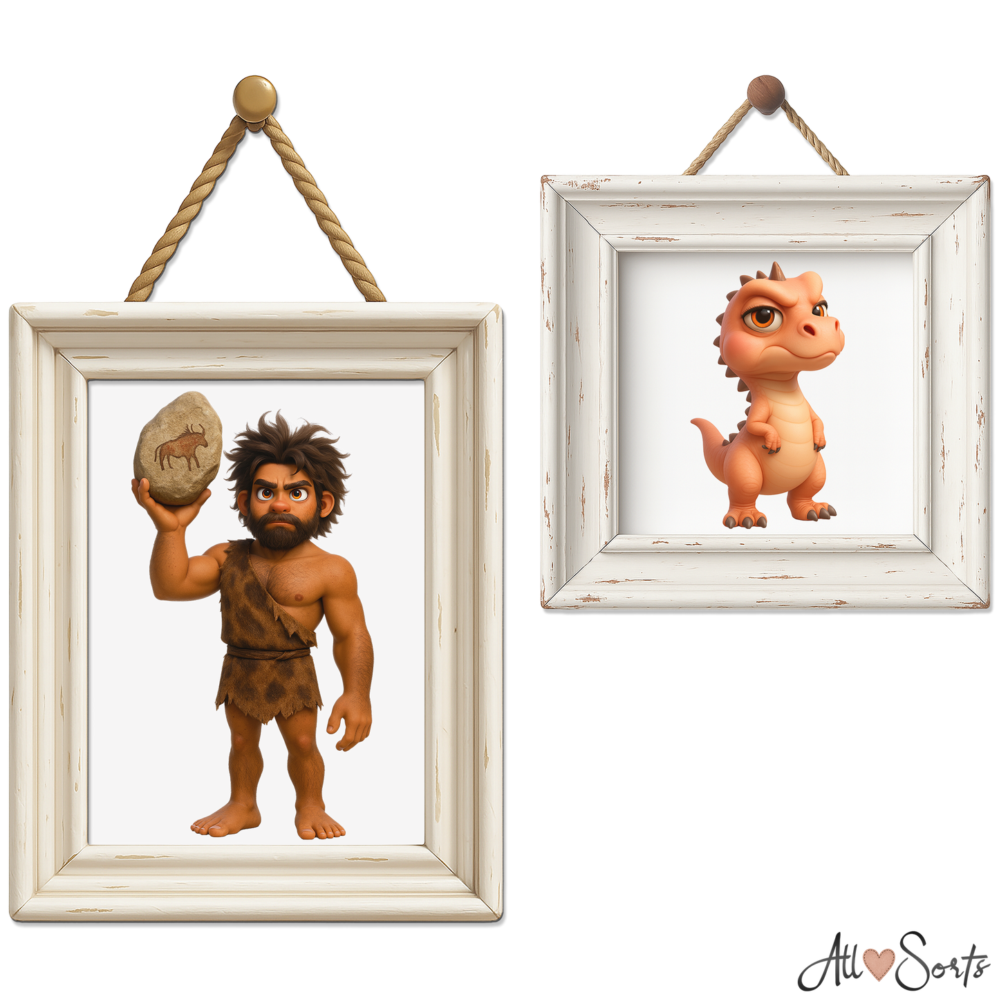 Quirky Dinosaurs & Cavemen Clipart Pack - 40 PNGs