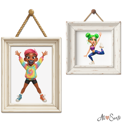 Quirky Gym Girls Clipart Pack - 50 PNGs