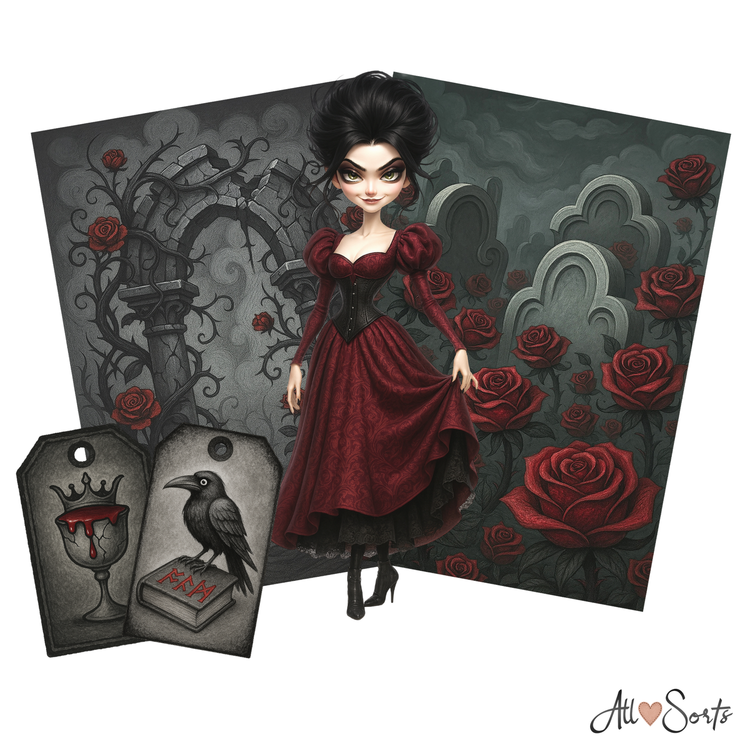 Vampire Queens Digital Scrapbook Pack - 60 Pieces