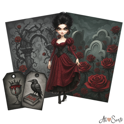Vampire Queens Digital Scrapbook Pack - 60 Pieces