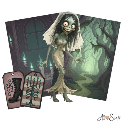 Zombie Brides Digital Scrapbook Pack - 60 Pieces