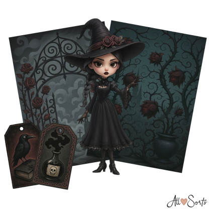Whimsical Witches Digital Scrapbook Pack - 60 Pieces