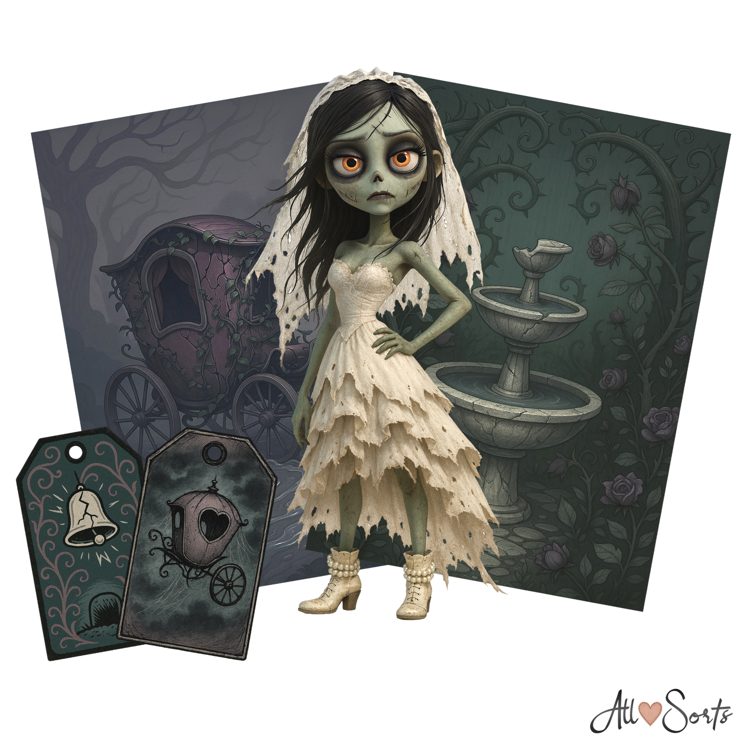 Zombie Brides Digital Scrapbook Pack - 60 Pieces