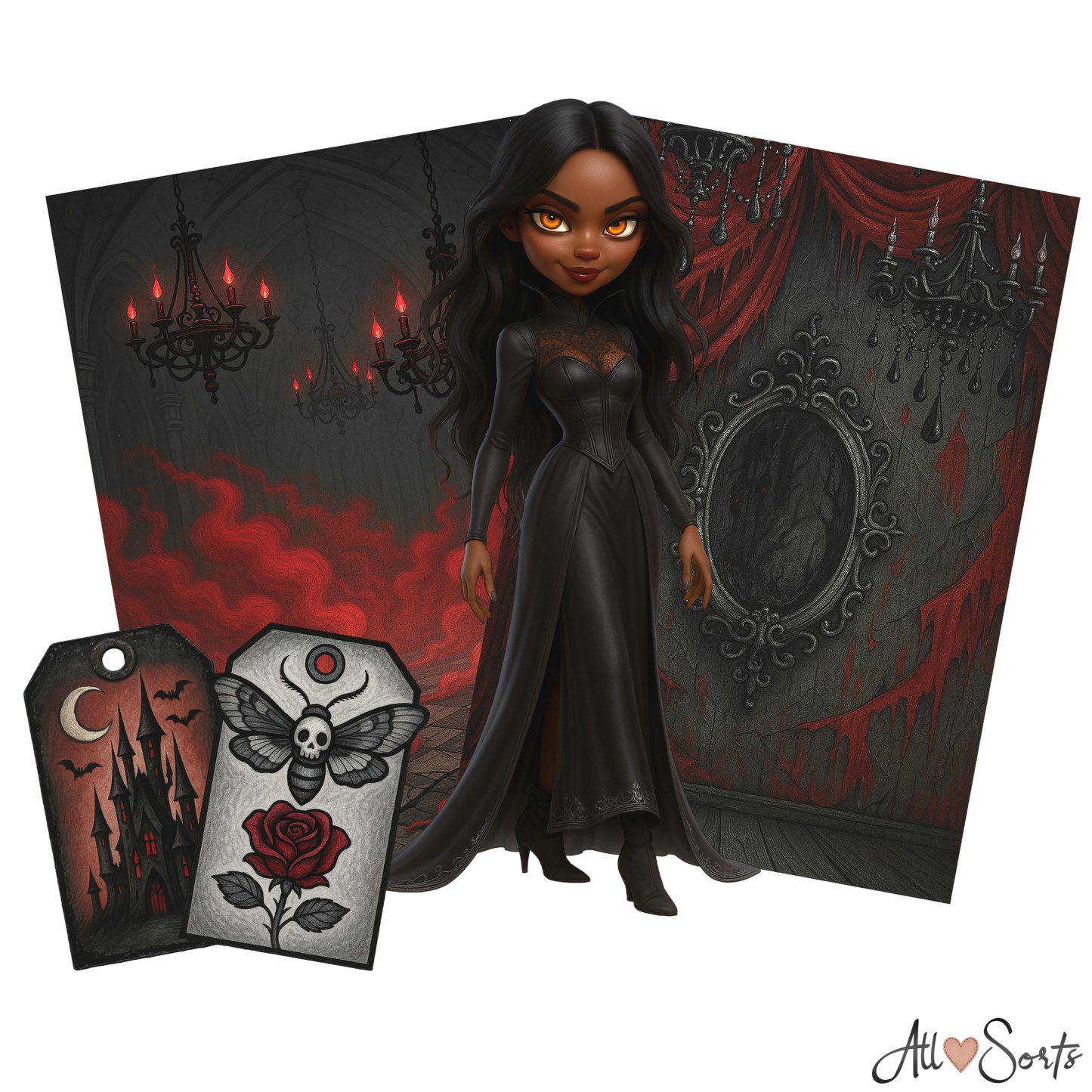 Vampire Queens Digital Scrapbook Pack - 60 Pieces