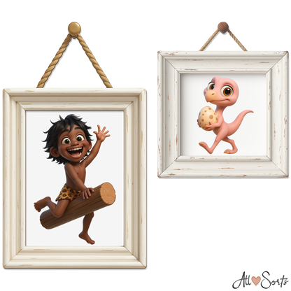 Quirky Dinosaurs & Cavemen Clipart Pack - 40 PNGs