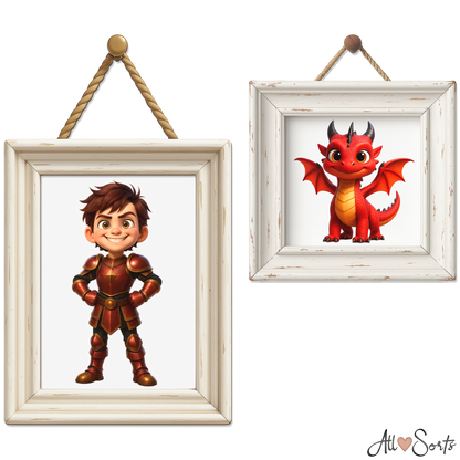 Quirky Dragons & Knights Clipart Pack - 40 PNGs