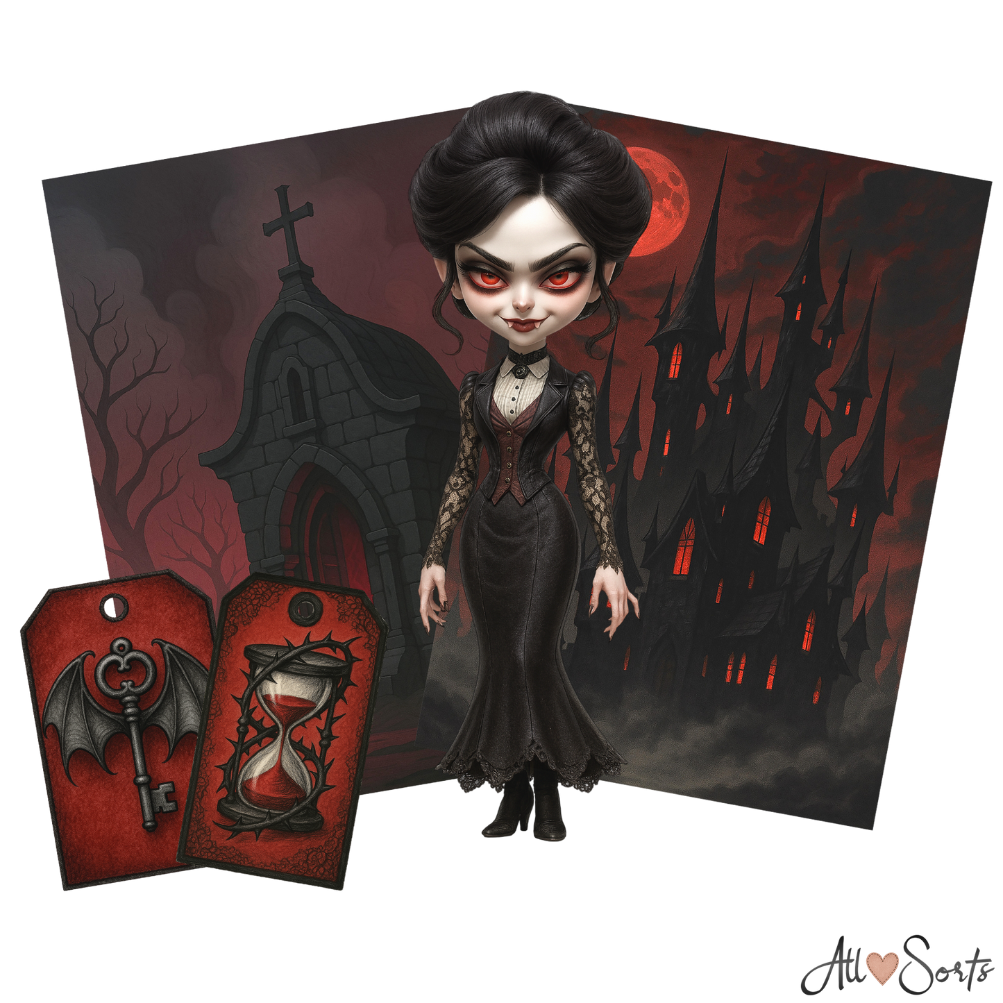 Vampire Queens Digital Scrapbook Pack - 60 Pieces
