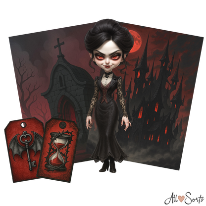 Vampire Queens Digital Scrapbook Pack - 60 Pieces