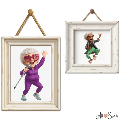 Quirky Grandmas Clipart Pack - 40 PNGs