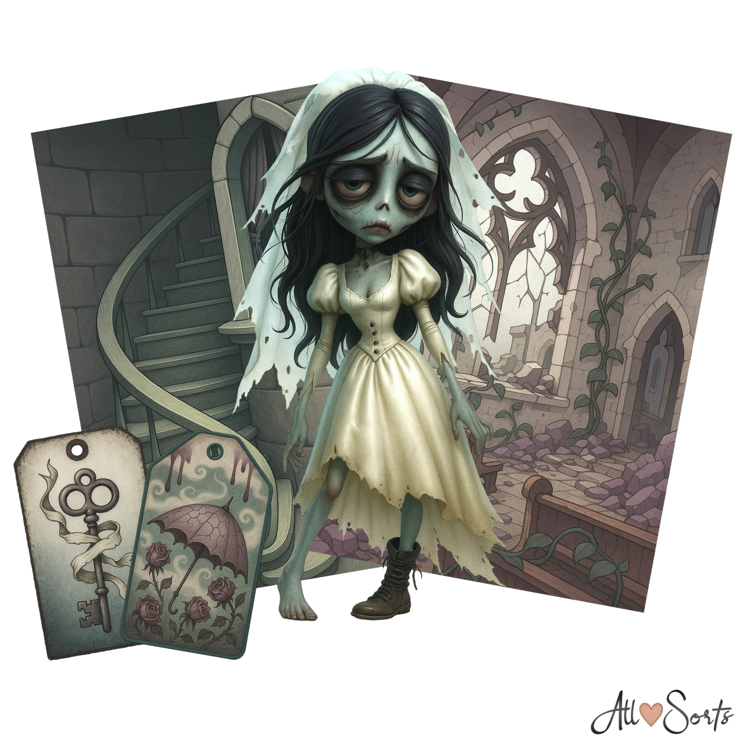 Zombie Brides Digital Scrapbook Pack - 60 Pieces