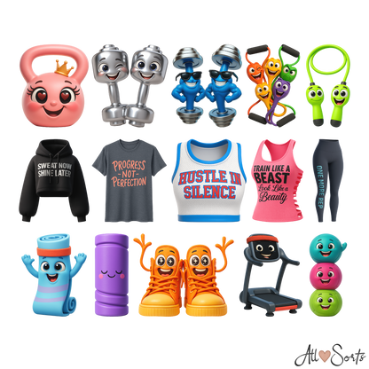 Quirky Gym Girls Clipart Pack - 50 PNGs