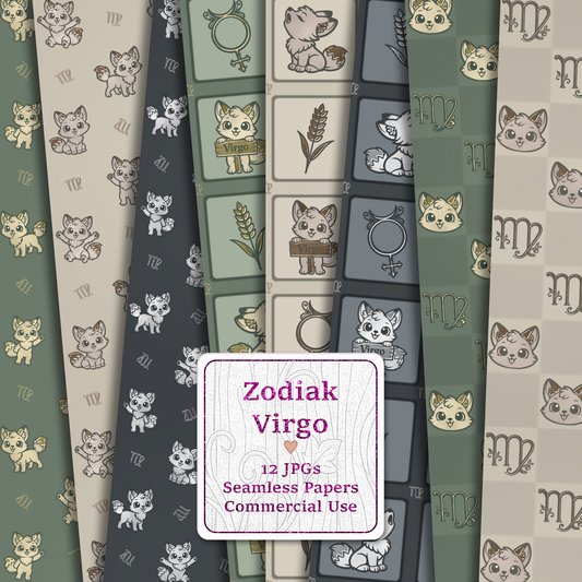 Virgo Zodiak Seamless Digital Paper Pack