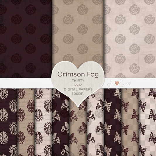 Crimson Fog Digital Paper Pack - 30 JPGs