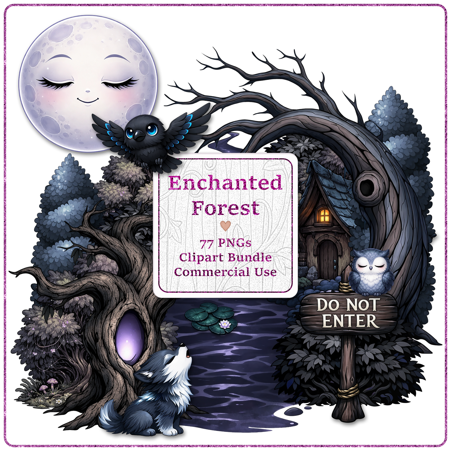 Enchanted Forest Clipart Bundle 77 PNGs