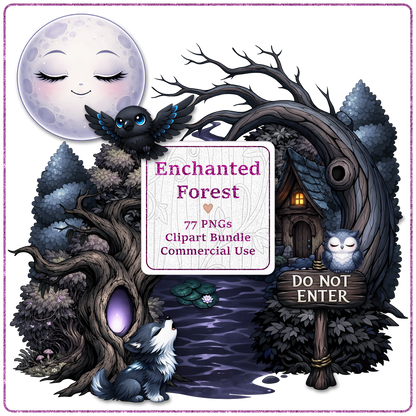 Enchanted Forest Clipart Bundle 77 PNGs