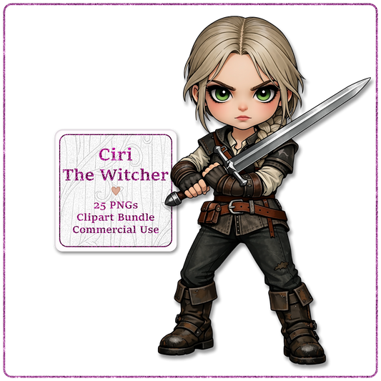 Ciri The Witcher Clipart Bundle 25 PNGs