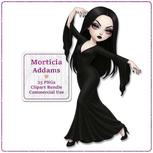 Morticia Addams Clipart Bundle 25 PNGs