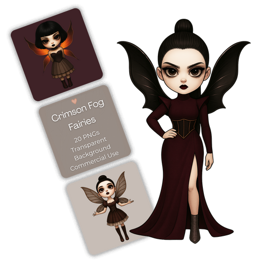 Crimson Fog Fairies Clipart Pack - 20 PNGs