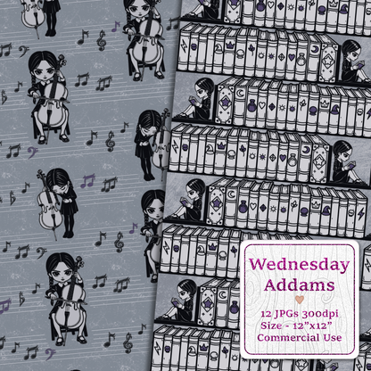 Wednesday Addams Seamless Digital Paper Pack