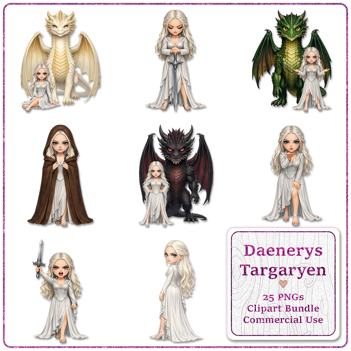 Mother Of Dragons Clipart Bundle 25 PNGs