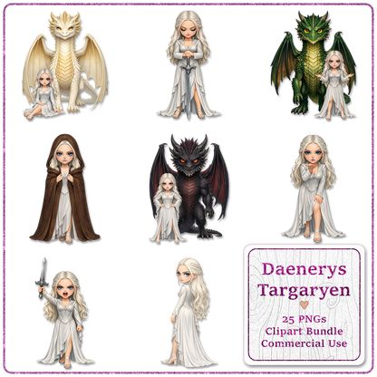 Mother Of Dragons Clipart Bundle 25 PNGs