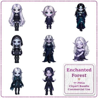 Enchanted Forest Clipart Bundle 77 PNGs