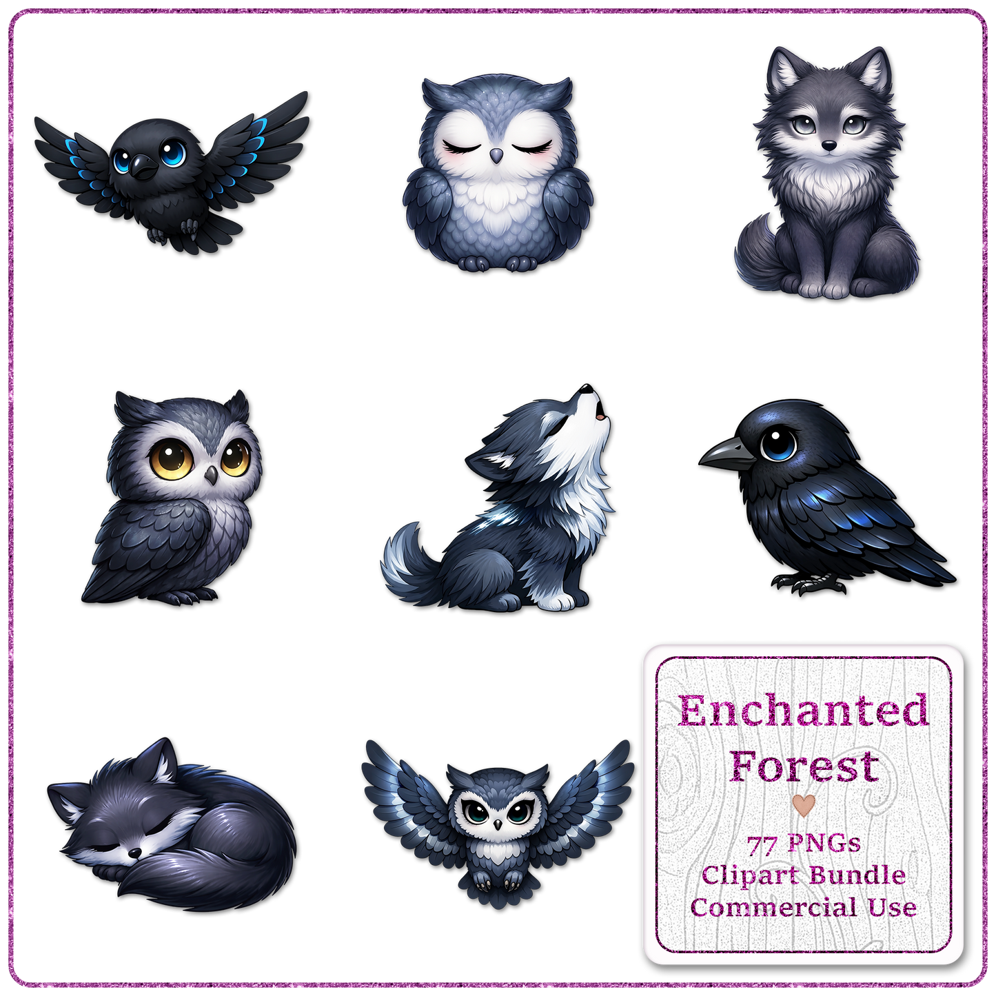 Enchanted Forest Clipart Bundle 77 PNGs