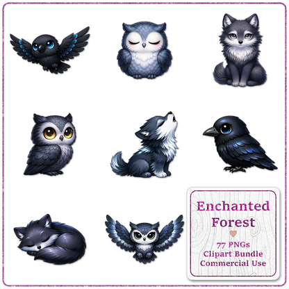 Enchanted Forest Clipart Bundle 77 PNGs