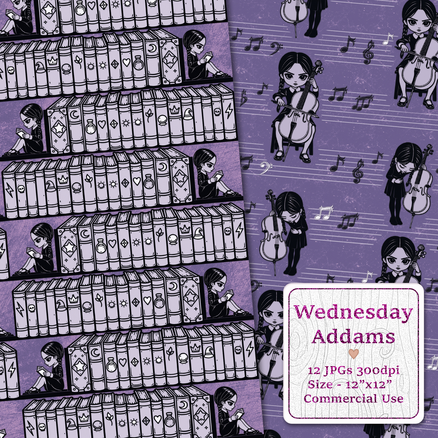 Wednesday Addams Seamless Digital Paper Pack
