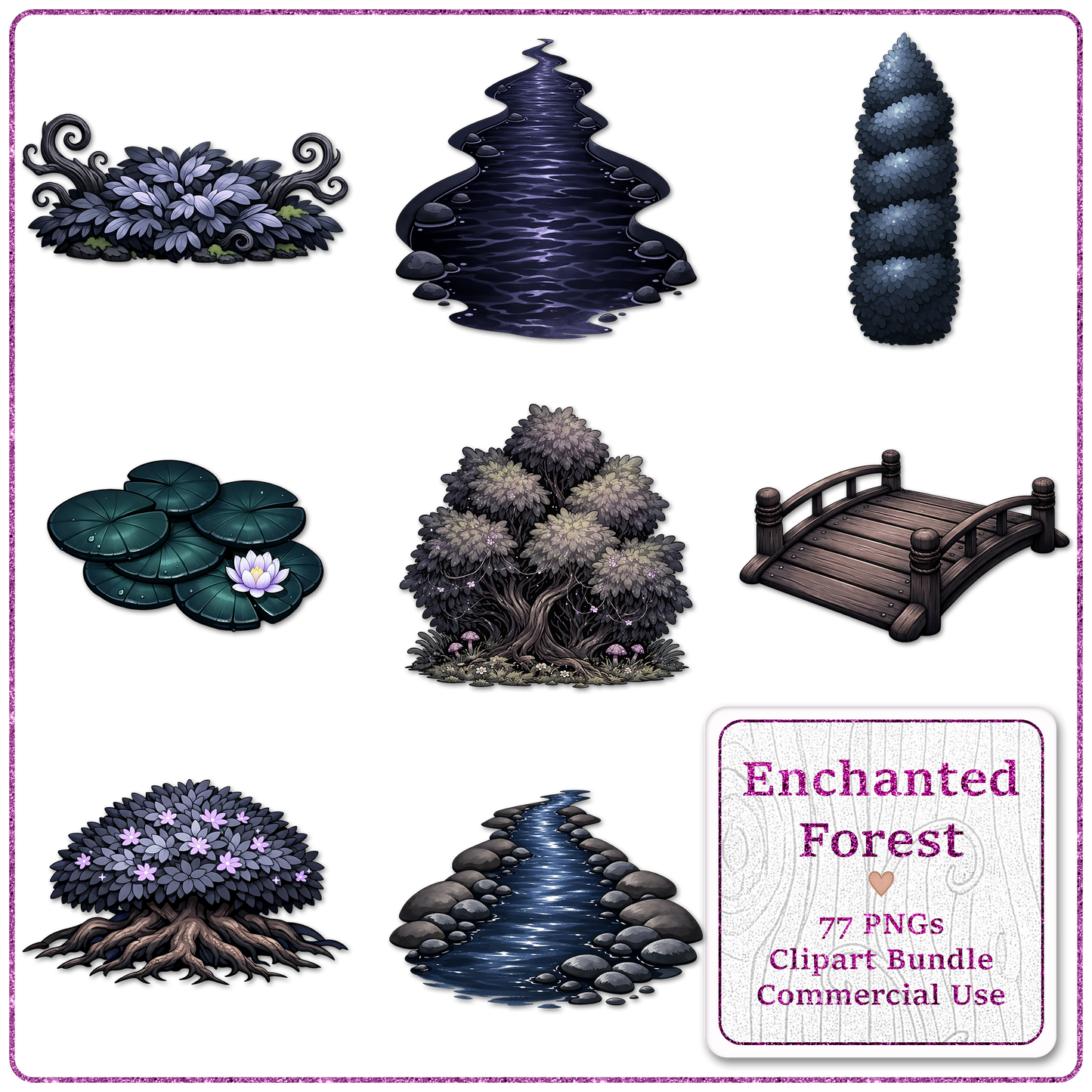 Enchanted Forest Clipart Bundle 77 PNGs
