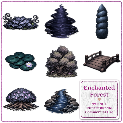Enchanted Forest Clipart Bundle 77 PNGs